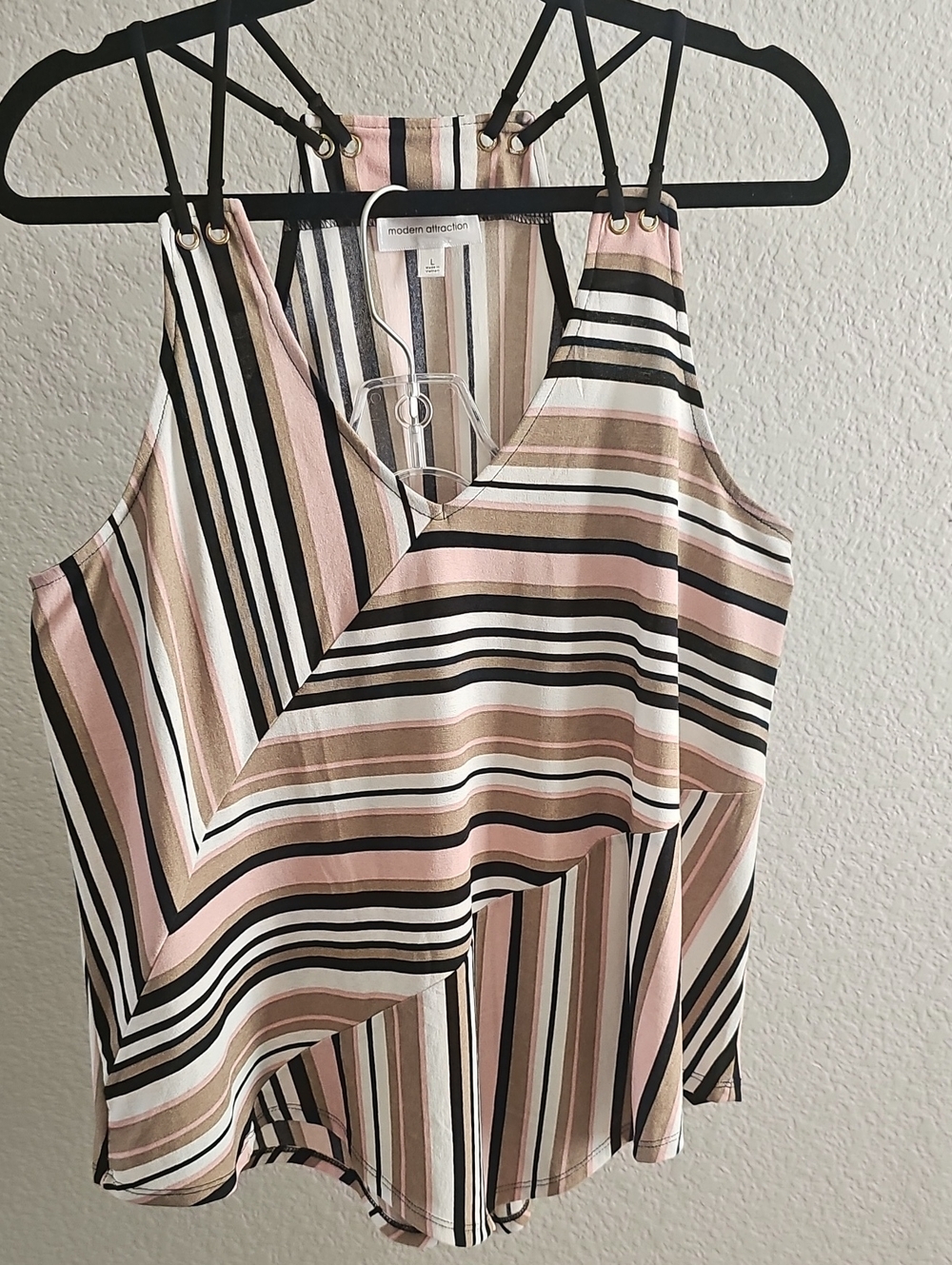 Modern Attraction Pink Striped V-Neck Camisole